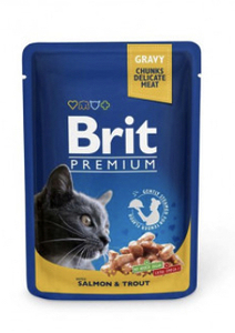 Brit Premium Шматочки з лососем і фореллю для котів