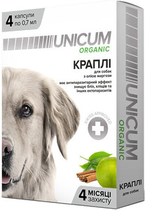 Краплі на натуральній основі Unicum Organic від бліх та кліщів для собак