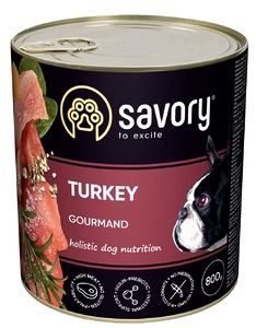 Savory Dog Gourmand Turkey з індичкою для собак 800 г