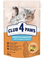 Club 4 Paws Sensitive Digestion для дорослих кішок з чутливим травленням Шматочки з куркою в соусі 80 г