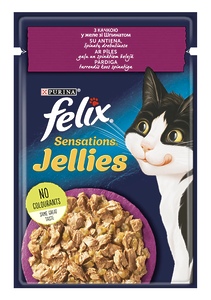 Purina Felix Sensations Jellies з качкою, кусочки в желе зі шпинатом 85 г