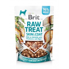 Ласощі для собак Brit Raw Treat freeze-dried Skin and Coat для шкіри та шерсті, риба і курка, 40 г