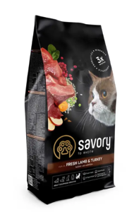 Сухий корм для котів Savory Adult Cat Sensitive Digestion Fresh - ягня та індичка