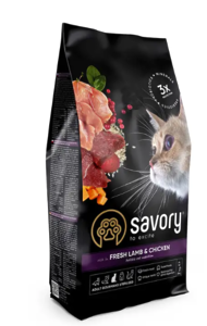 Сухий корм для котів Savory Adult Cat Steril Fresh 400г - ягня та курка