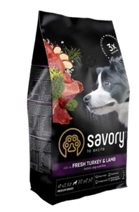 Сухий корм для собак Savory Medium Breed Fresh - індичка та ягня