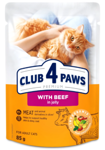 Клуб 4 Лапи вологий корм для дорослих котів з яловичиною в желе 85г